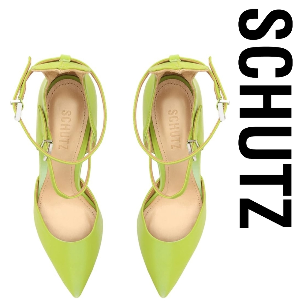 SCHUTZ Elysee Green Size 7 M Chunky Platform Heels - Picture 4 of 9